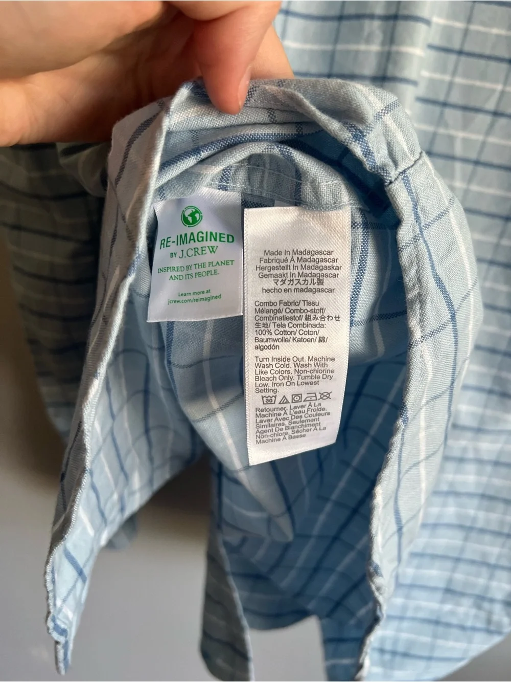 J. Crew Light Blue Plaid Button-Down Shirt - Men Size Large Slim